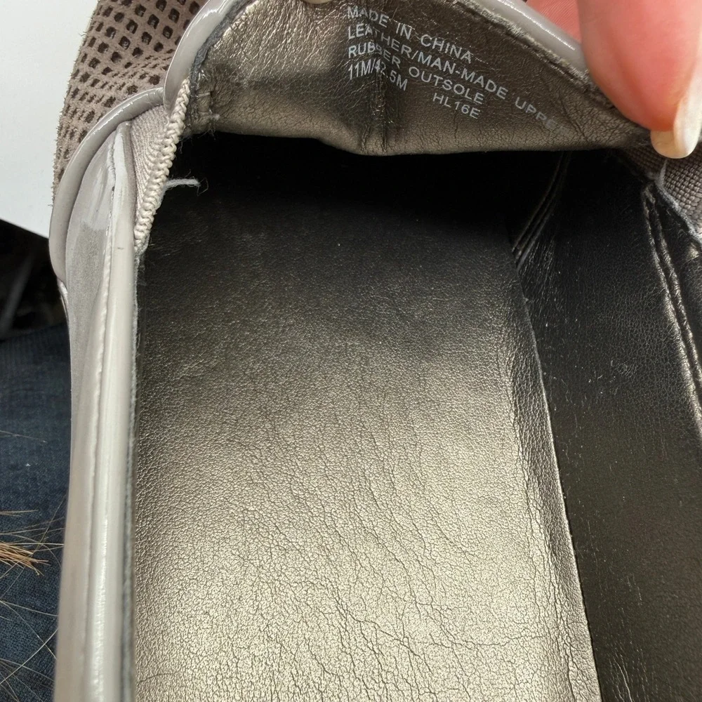 Michael Kors Slip On Sneakers Women 11 Taupe Gray Perforated Patent Leather Flat